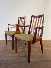 Pair G Plan Teak Carver Chairs – Mid-Century Dining Armchairs – Newly Upholstere