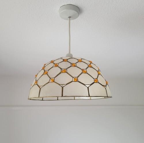 Vintage capiz bead lampshade - capiz/bead,