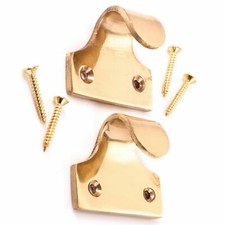 2 Pack Solid Brass Sash Window Lift Handles | Finger Pull/Push Slide Catch Pair