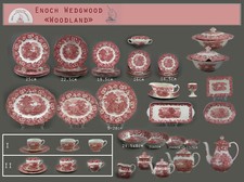 Enoch Wedgwood "Woodland" Choice Parts Plate Cup Red England Ceramic Plate