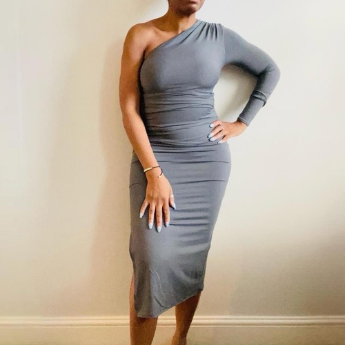 Zara grey asymmetric midi - grey,