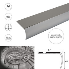 3.22m Anti Slip Bullnose Stair Nosings  Step Nosing Edge Profile 57x 40mm