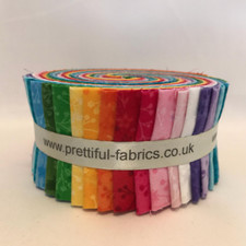 45 Piece Jelly rolls, Polka Dots, Plains & Flutter 100% Cotton Fabric Rolls