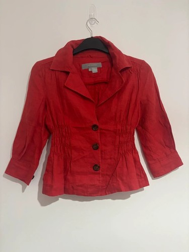 Zara red linen peplum blazer