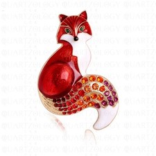 Cute Red Fox Brooch Pin Enamel