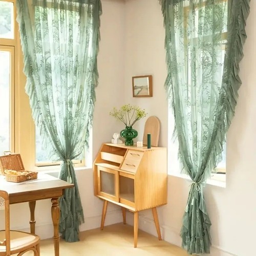 Lace floral sheer curtain - lace,
