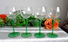 VINTAGE  GREEN BALUSTER STEMMED HOCK WINE GLASSES X4