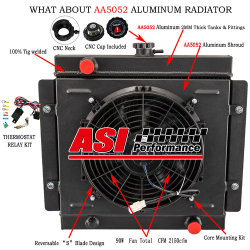 Row radiator shroud fan - radiator,