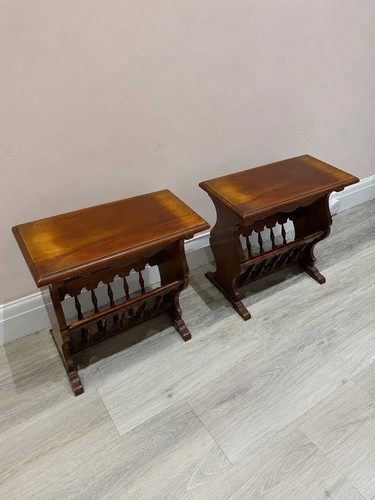 Pair vintage dark - wood, wooden