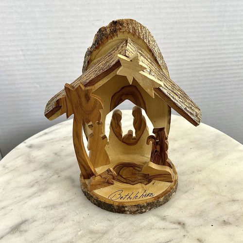 Vintage olive wood - vintage, nativity