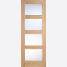 Internal Oak Shaker 4P Standard ,Fire Door, Clear Or Frosted Glazed Unfinished