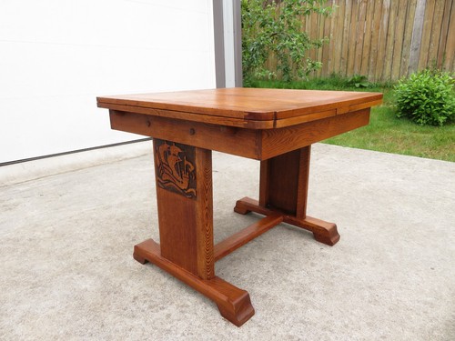 Vtg oak draw leaf dining - vtg,