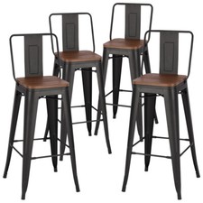 2/4X Breakfast Kitchen Bar Cafe Stool Industrial Metal High Chair Barstool Tolix