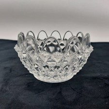 Diamond Cut Glass Rose Bowl Flower Vase 13cm Diameter 7cm Height Vintage