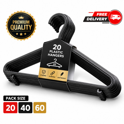 Black plastic clothes hangers - plastic,