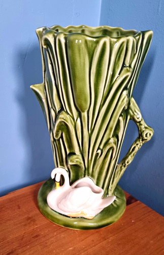 Sylvac swan vase 4375a green - sylvac,