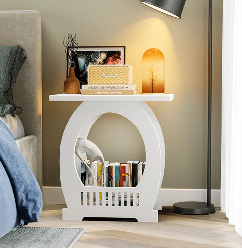Slim side table with magazine - table,