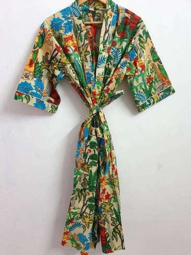 Indian handblock cotton kimono - indian,