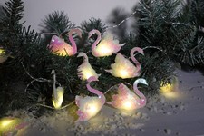 Swan Garland Christmas Decoration Pearl Sequin 20 Warm LED Lights 1620428
