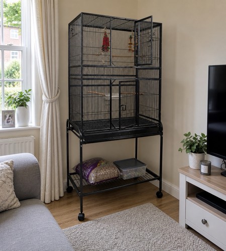Large parrot bird - bird, cage