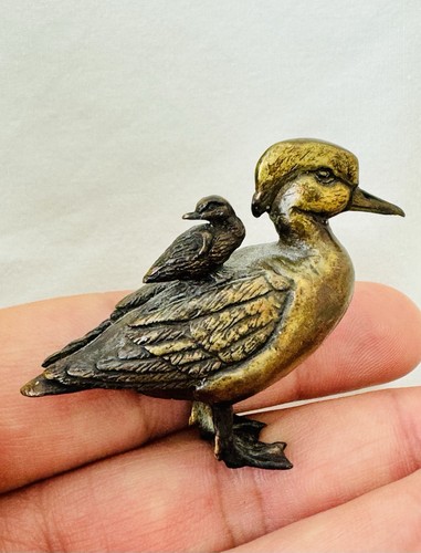 Antique japanese bronze duck - bronze,