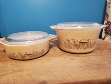 Vintage Pyrex Forest Fancies Mushroom Casserole Dish 473-B / 471-B with Lids