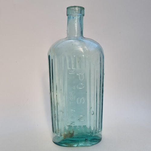 Vintage old aqua glass poison - glass,