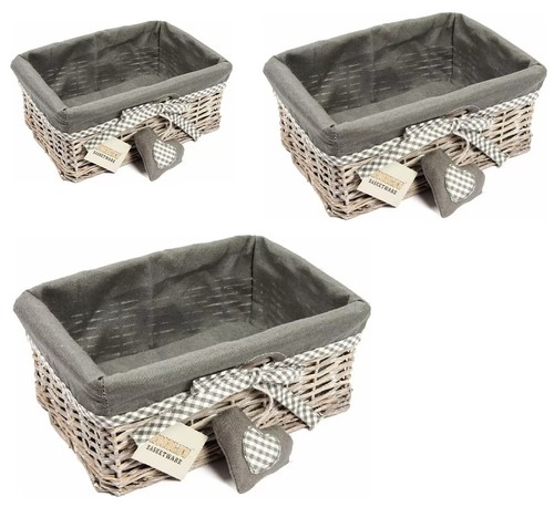 Grey wicker storage basket - wicker,