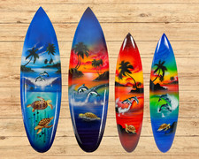 Wooden Hand painted Airbrushed Decorative Surfboard Plaque Wall Hanging Tropical