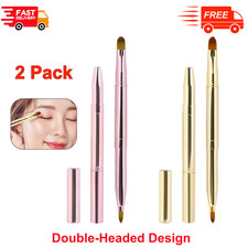 2Pack Retractable Lip Brush For Lipstick Lip Gloss Double-Ended Lip Makeup Brush