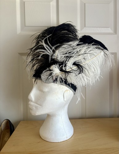 Black white ostrich feather - black,