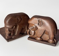Vtg Hand Carved Wood Elephant