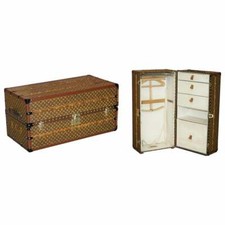 FULLY RESTORED 1920 LOUIS VUITTON FRANCE WARDROBE STEAMER TRUNK STENCIL MONOGRAM