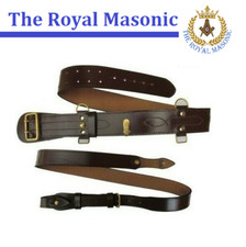 Sam Brown Belt Shoulder Strap Sword Frog  Sword Knot  Brass buckle Brown Leather