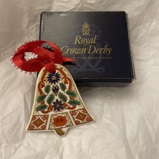 Royal Crown Derby English Fine Bone China Christmas Ornament (Boxed) Bell 1999 
