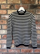Bella Freud Striped Cashmere-blend Sweater Black White Silver Size Small