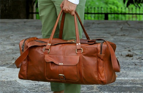 Genuine goat leather duffel - goat,