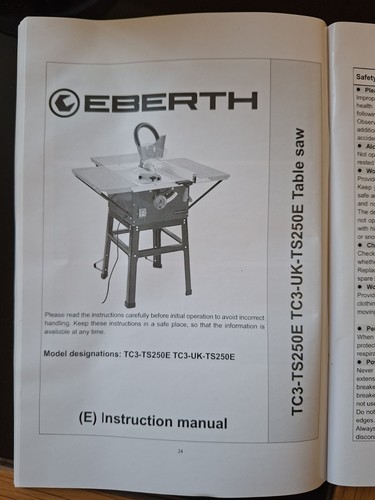 Eberth tc3 ts250e table - eberth, tc3-uk-ts250e