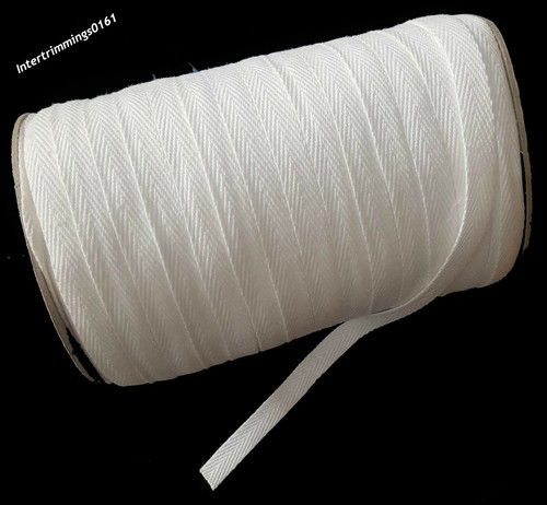Cotton tape 10mm flo white - cotton, 10mm,
