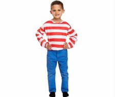 Where's Wally Red White Striped Top Boy's World Book Day Fancy Dress Costume