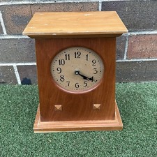 Mission Oak Wood Mantel Clock Stickley Style