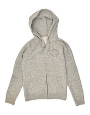 JACK WILLS Womens Zip Hoodie Sweater UK 14 Large Grey Cotton AF04
