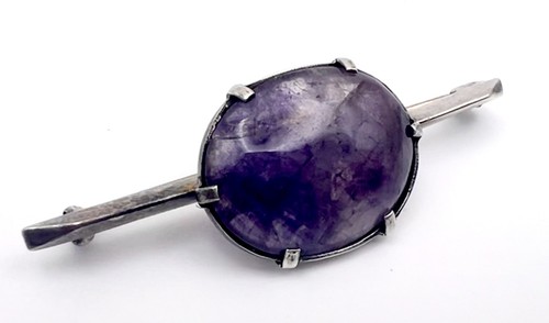Antique silver amethyst bar - silver,