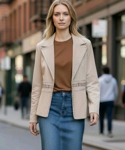 Y2k suede jacket - jacket, xl