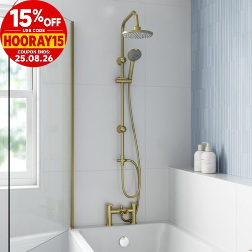 Avox brushed brass bath - brass, shower