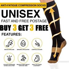 Unisex Copper Infused Anti-Fatigue Compression Socks Varicose Vein Stocking Pair