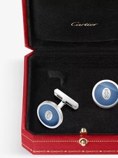 Double C de Cartier palladium-plated sterling- silver and lacquer cufflinks