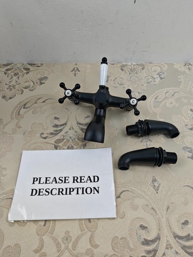 Black victorian bath - black, taps