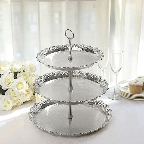 Metallic silver 3 tier - metallic,