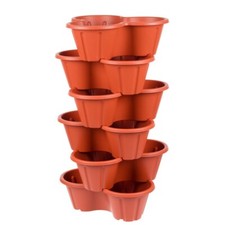 6 x Strawberry Planter Trio Stacking Stackable Outdoor Garden Plastic Plant Pot